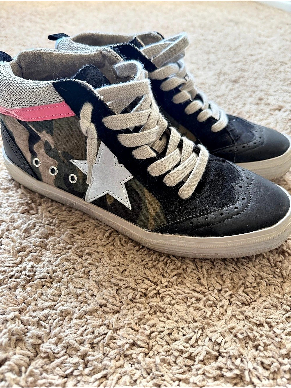 Shu Shop Rina Camo High Top Sneaker Sneakers Black & Pink EU 39